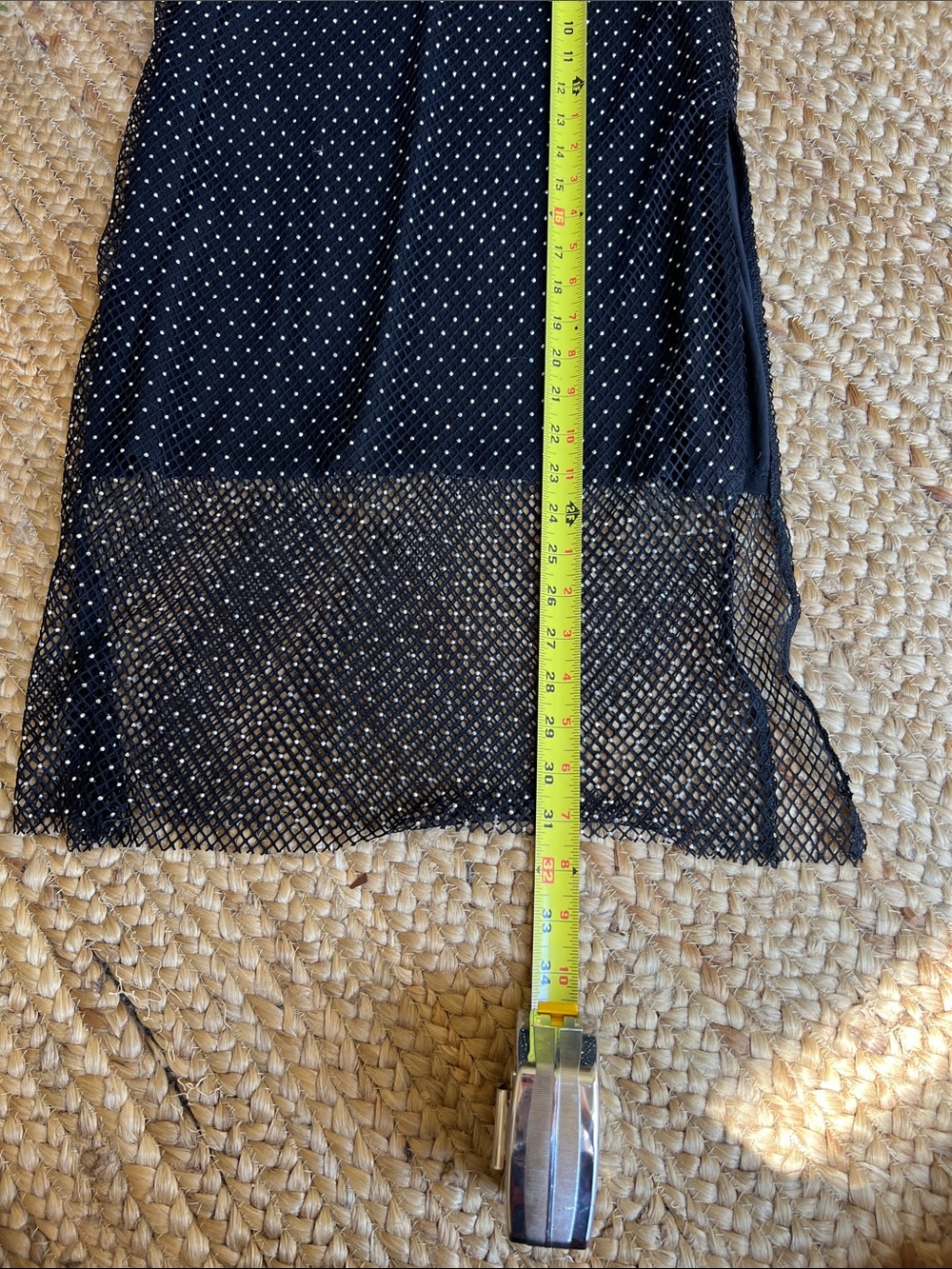 Black Rhinestone Mesh Midi Pencil Skirt - Picture 7 of 7